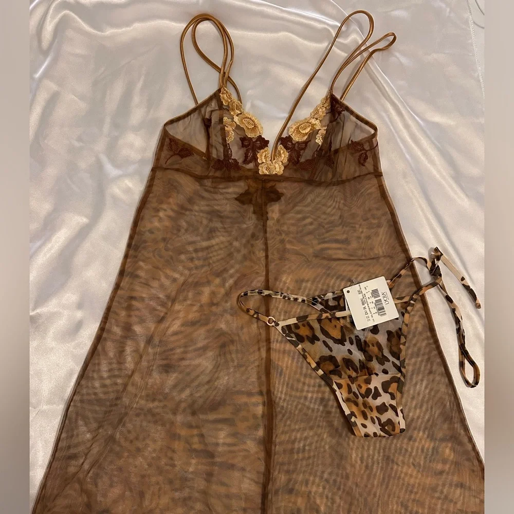 La Perla Vintage leopard sheer Chemise Set